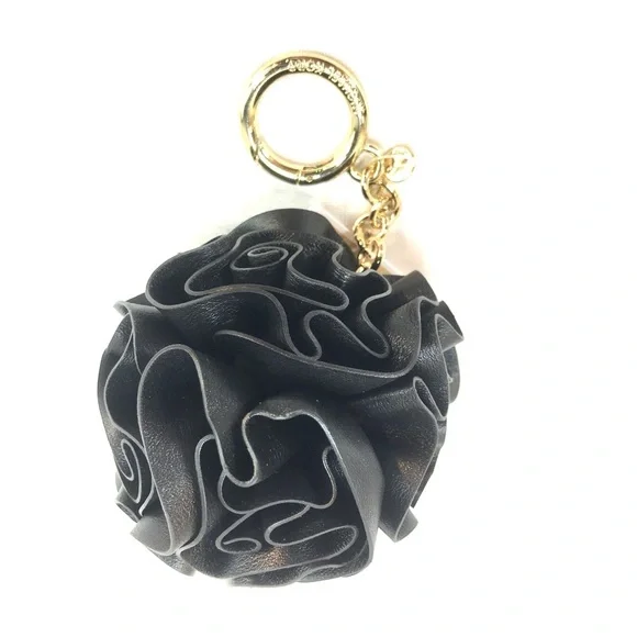 Michael Kors Black Flower Bag Charm Keychain - Picture 2 of 3